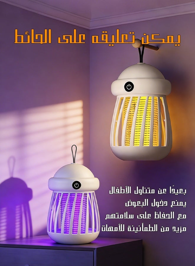 يهييو أفضل قاتل للبعوض، صاعق البعوض والحشرات الطائرة، صاعق الحشرات داخل المنزل وخارجه باستخدام الصدمات الكهربائية والإضاءة بالأشعة فوق البنفسجية، صاعق البعوض الكهربائي، صاعق الذباب (أبيض) - Image 5